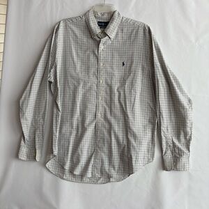 Ralph Lauren White and Black Checkered Button Down Shirt